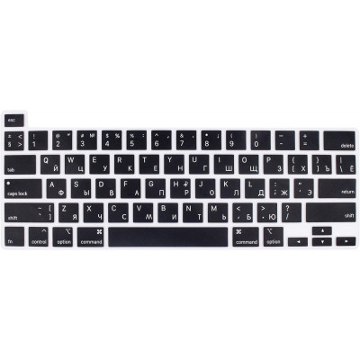Накладка на клавиатуру STR для MacBook Pro 13 (2020) / Pro 16 (2019) c русскими буквами Черная US