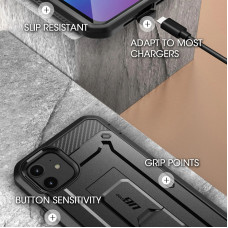 Противоударный чехол с защитой экрана SUPCASE Unicorn Beetle Pro Rugged Case for iPhone 12 | 12 Pro - Black