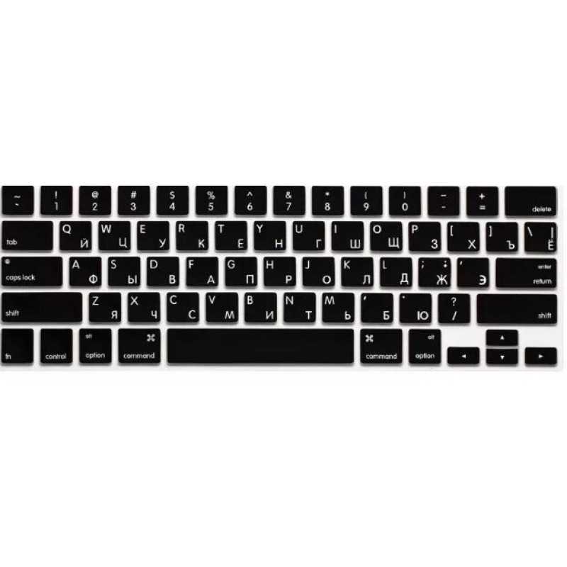 Накладка на клавиатуру STR для MacBook Pro 13/15 (2016-2019) - Черная US (с TouchBar) (с кириллицей)